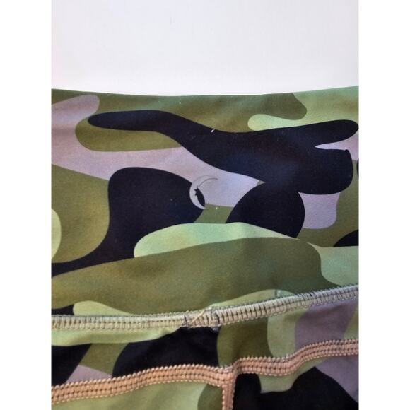 Zyia 6-8 side pocket green camo camoflauge leggings active running gym ankle - Picture 4 of 8